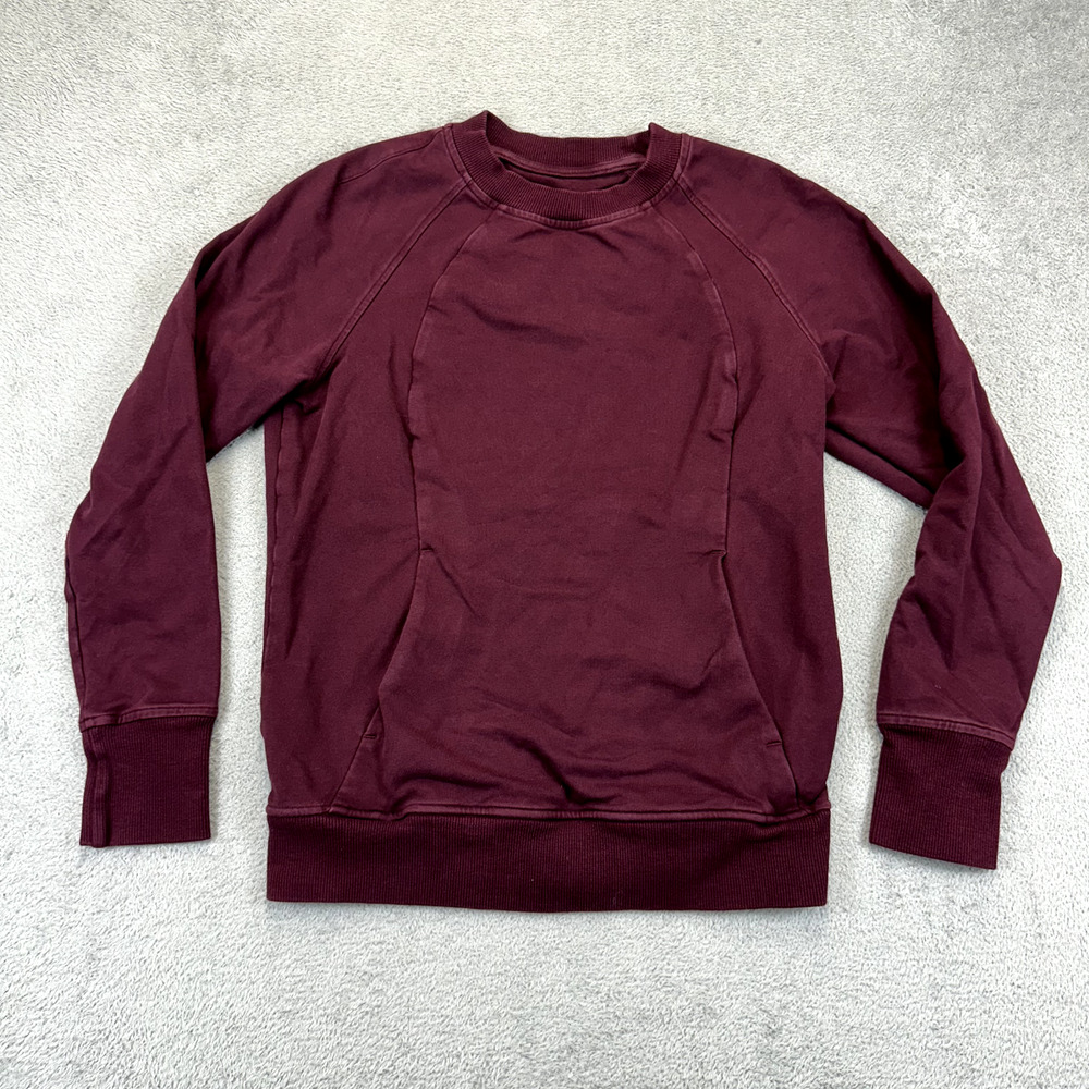 LULULEMON Scuba Crew Neck Sweatshirt Womens 6 Red Long Sleeve French Terry